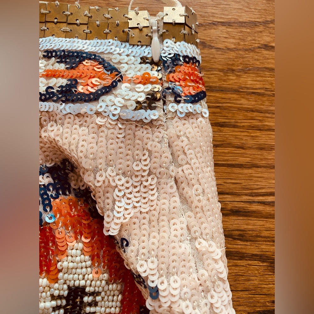 ZARA Beaded Sequin Mini Skirt Size Small Tribal Aztec Embellished Festival Boho - Picture 5 of 9